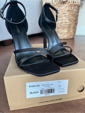 le chateau Black Strappy Square-Toe Stiletto Sandals